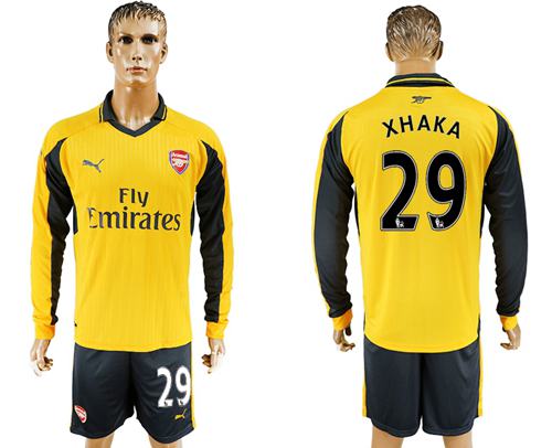 Arsenal #29 Xhaka Away Long Sleeves Soccer Club Jersey